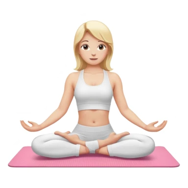 mulher fazendo yoga loira  com roupa branca e tapete rosa  sticker