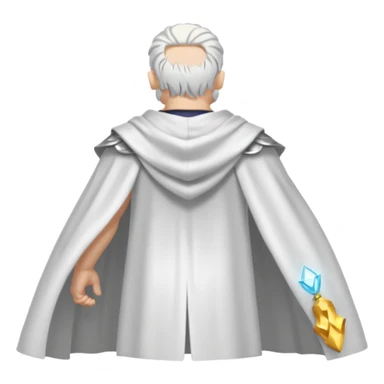 fullbody silverhair god ZEUS, white cape, standing still backview sticker