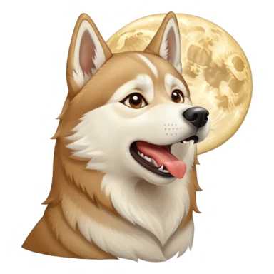 Beige Siberian husky howling at the moon sticker