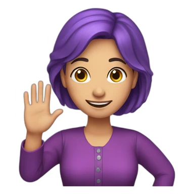 Armenian woman saying hello and giving five with happy face  in purple clothes  sticker