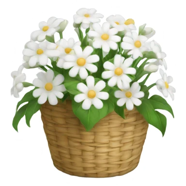 White flowers in a basket sticker