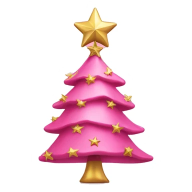 pink christmas tree with a gold star on too sticker
