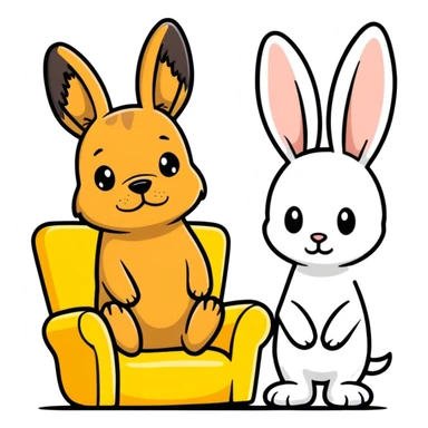 a ugly dog farting on a bunny sitting on a yellow chair  sticker