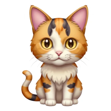 full body anxious looking colourful light calico tabby cat with hazel eyes and very patchy calico fur sticker