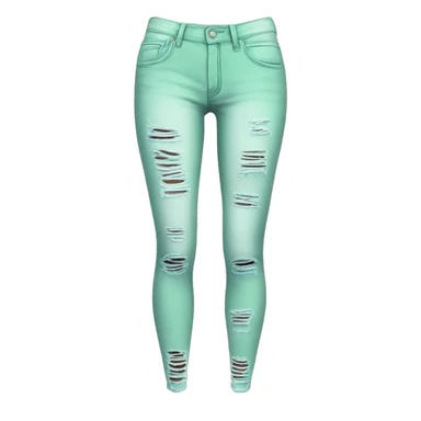 Realistic isolated pair of mint green ripped jean jeggings. sticker