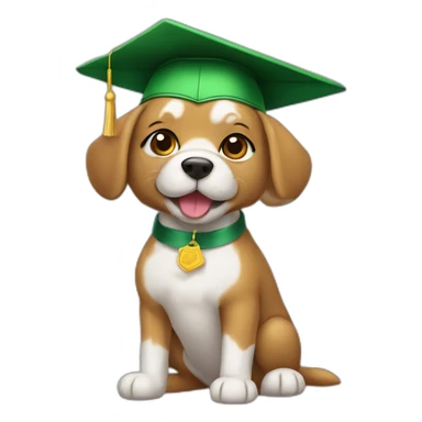 perrito con gorro de graduación verde sticker