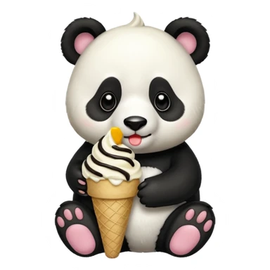 Panda eating ice cream sticker
