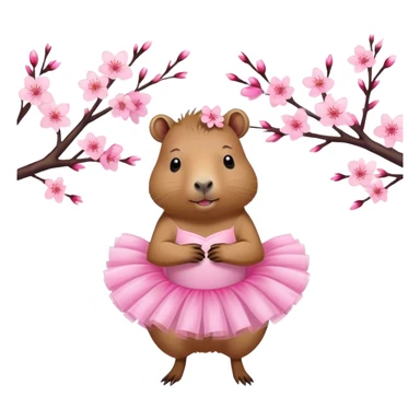 capybara wearing a pink tutu,Cherry blossom sticker