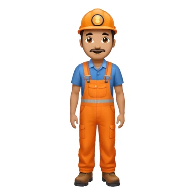 Indian male railway engineer orange overalls, boots  sticker