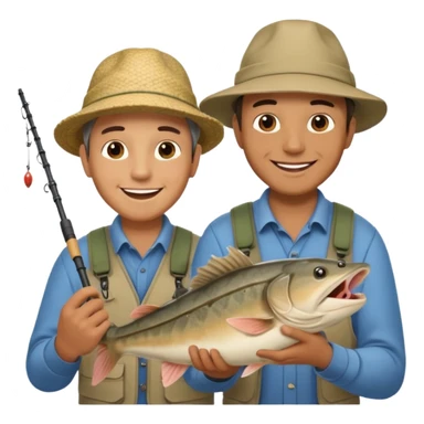 Father and son happy after catching a catfish sticker