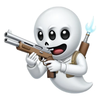 Fantasmas con un fusil y haciendo haciendo en en forma de V con los dedos sticker