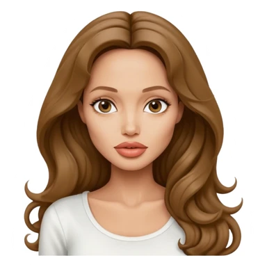 Angelina jolie , fashion model Beautiful woman model adult   large breasts  with close set eyes tan skin, full lips  long hair curled model white  top   sticker