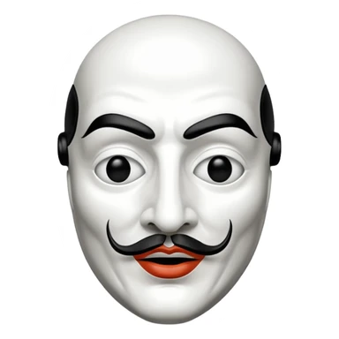 Money Heist, Dali mask (black-white), realistic sticker