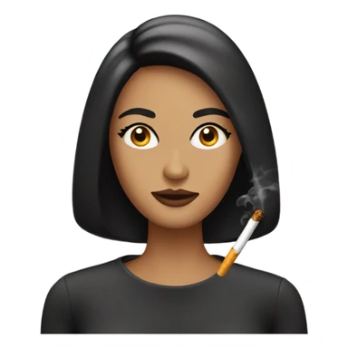 woman with long lashes and a side part bob smoking a cigarette  sticker