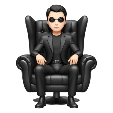 Matrix trinity black leather full body sit on a leather armchair sticker