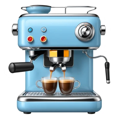 Light blue Espresso machine brewing espresso sticker