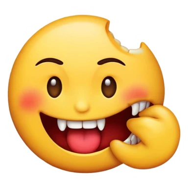 generate an emoji that bites off its own face sticker