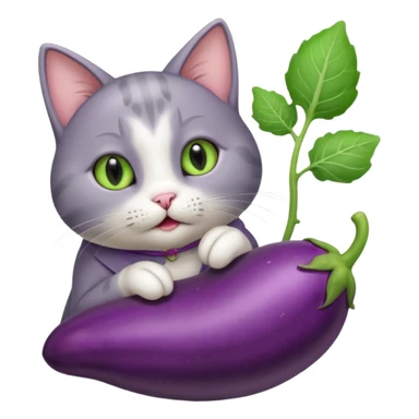 Cat sucking a egg plant sticker