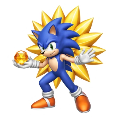 I want Sonic the hedgehog with the 7 chaos emeralds and the Goku aura transformation, where is the super Sonic aura sticker