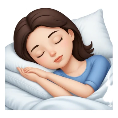Brunette girl sleeping in the bed sticker