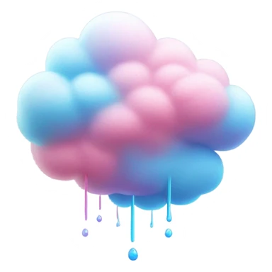 Cotton candy realistic cloud raining-candy  sticker