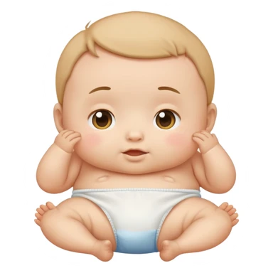 baby with chubby cheeks standing in a diaper, classic emoji look sticker