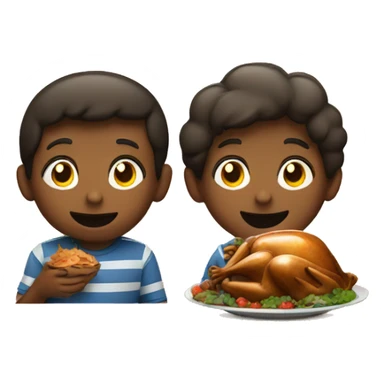 Two boys eating turkey sticker
