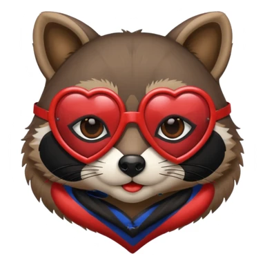 Raccoon wearing heart glasses sticker