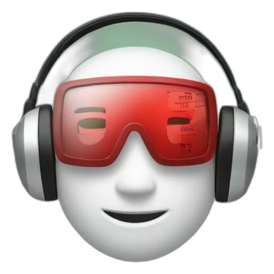 Headset with an analytics dashboard and music notes sticker