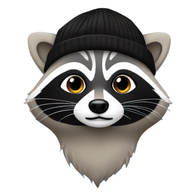 Raccoon wearing a black beanie sticker