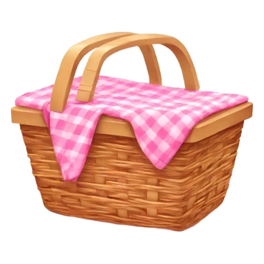 picnic basket with pink gingham blanket sticker