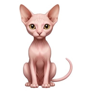pink sphynx hairless cat full body sitting sticker