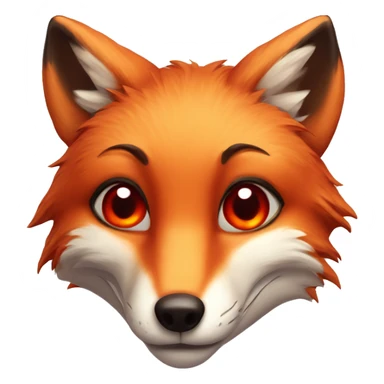deep lush red fox face with tiny red heart instead of eyes sticker