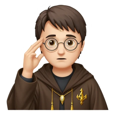 Harry Potter facepalm with wizard robe, glasses, lightning scar sticker
