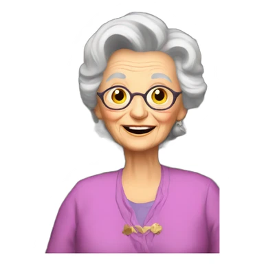 Old lady winning on a slot machine sticker