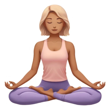 A peaceful person practicing yoga on a calm sea beach at sunrise, in a serene meditative pose. Soft pastel colors surround the scene, with gentle waves in the background and smooth, flowing lines representing balance and tranquility. The atmosphere feels centered and mindful. sticker