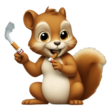 Squirel holding a fake cigarette sticker