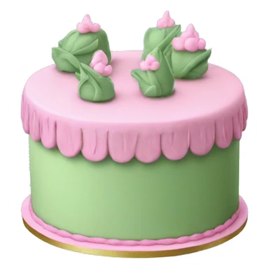Two layer sage green cake with pink piping decoration  sticker
