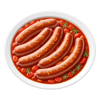 emoji of Rougail saucisse meal. Typical Reunion island meal consisted of Sliced sausage in tomato sauce (strong red color) with thym  sticker