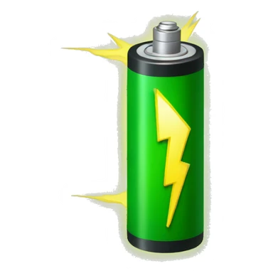 small vertical green battery with yellow lightning logo on it sticker