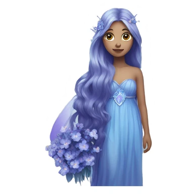 Beautiful, blue flower, fairy, blue, silver, purple, long hair, big wings sticker