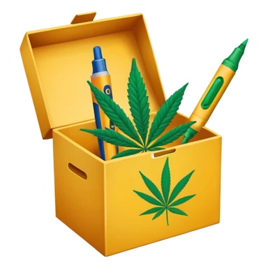 a box of crayola permanent markers with cannabis leaf sticker