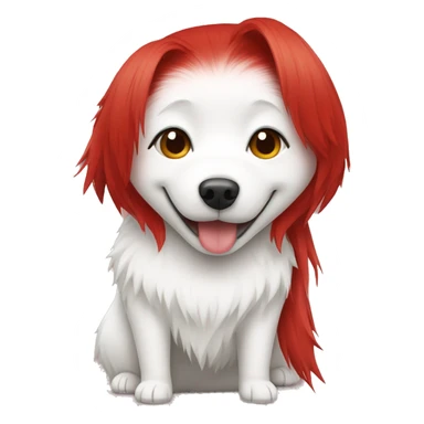 Japanese spitz dog hug red hair girl sticker