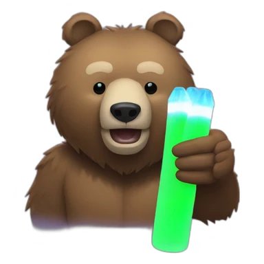 Grizzly head and hands with 2 glow stick sticker