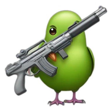 pigeon holding a gun pointing at avocado sticker