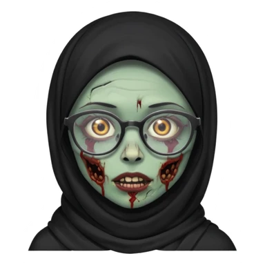 Black hijab zombie girl with glasses sticker