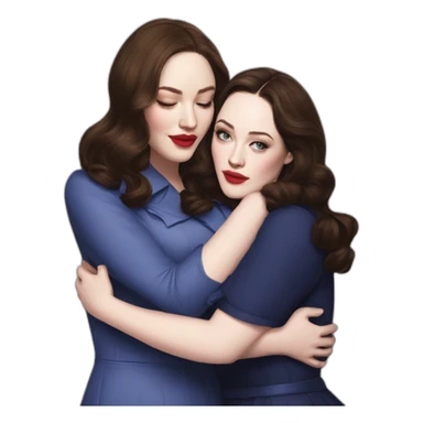 Kat dennings hugs Elizabeth gillies sticker