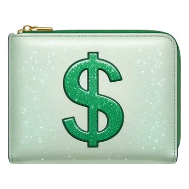glitter white wallet green symbol $ sticker