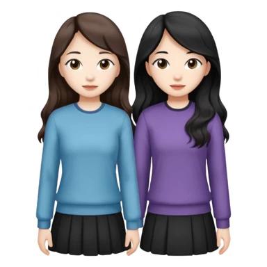 Two girls drinking they’re both Asian but one has wavy brown hair and the other has really long straight hair sticker