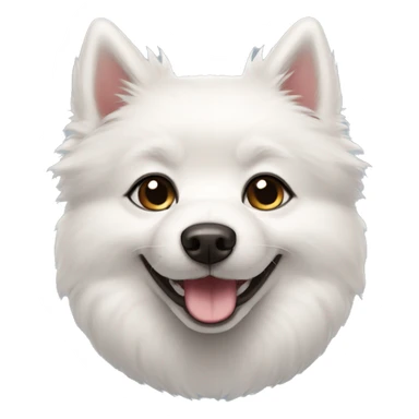 Little white Pomsky dog with black eyes smiling sticker